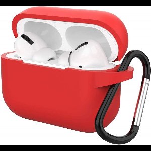 Hoesje geschikt voor Airpods Pro 2019 - Schokbestendig siliconen Case Silicone met clip - Rood