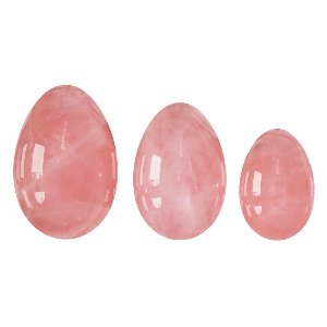 Vardaan Rozenkwarts eieren set - Crystal eggs - Crystal healing - Rose Quartz eggs - Roze - Set van 3