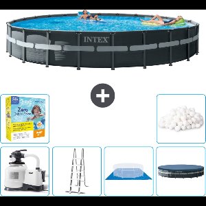Intex Rond Ultra XTR Frame Zwembad - 732 x 132 cm - Inclusief Pomp - Ladder - Grondzeil - Afdekzeil Onderhoudspakket - Filterbollen