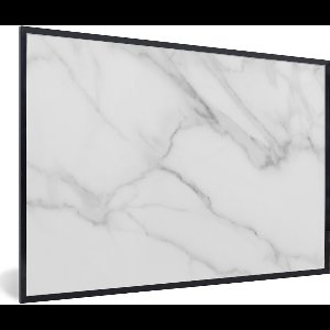 Fotolijst incl. Poster - Marmer - Structuur - Wit - Grijs - Steen - Marmerlook - 90x60 cm - Posterlijst