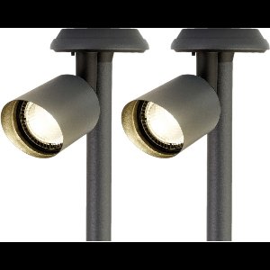 2x solar spotlight/tuinpad verlichting op zonne-energie 25 cm - prikspots tuinverlichting