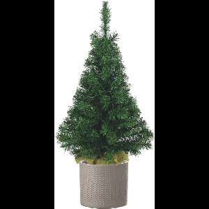 Volle kunst kerstboom 75 cm inclusief taupe pot - Kunstkerstbomen middelgroot