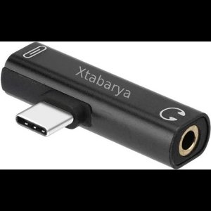 Xtabarya 2 In 1 Usb Type C Converter Naar 3.5mm Aux Jack Adapter Usb C Opladen Uitbreiding Oortelefoon Adapter -zwart