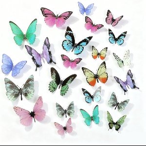 OIMG 36 stuks 3D Vlinder Muurstickers - Muurvlinders - Unieke Muurdecoratie - Kleurrijke Decoratie - Eenvoudig aan te Brengen - Verschillende afmetingen - kleurrijk - voor slaapkamer feest bruiloft