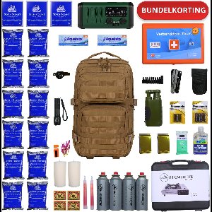 NoodPrepz - Elite noodpakket voor thuis - inclusief noodrantsoen voor 72 uur - survivalpakket met hoogwaardige EHBO-kit – overlevingspakket voor oorlog, stroomuitval en evacuatie – compleet pakket samengesteld volgens advies van de overheid