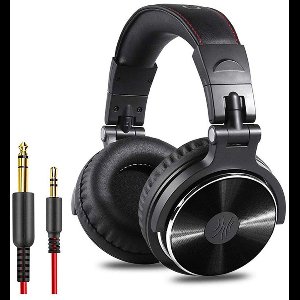 TOVBMUP Bedrade DJ-koptelefoon - Hoge-resolutie audio - Met microfoon - Superbas - Opvouwbaar - Met deelpoort - Dubbele kabelverbinding - Geschikt voor computers, studio's, piano's en gitaren