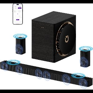 ULTIMEA Skywave X70 - 7.1.4 Soundbar voor tv - Draadloze Subwoofer en 2 Draadloze Achter Surrounds - Zwart