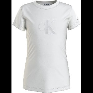 Calvin Klein Jeans Metallic Monogram Slim T-shirt Met Korte Mouwen Wit 10 Years Jongens,Meisjes