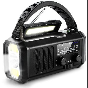 YOZHIQU Noodradio - Solar Powerbank - 10000mAh - Handbediende radio - Op zonne-energie - Noodzaklamp voor overleving - Oplaadbare zaklamp - Draadloze noodpowerbank - Zwart