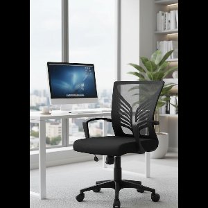 Ergonomische Bureaustoel Vlinderdesign met Lendensteun en Schommelfunctie – In Hoogte Verstelbare Draaistoel voor Thuiswerk, Kantoor en Werkkamer – Comfortabele Managersstoel – Zwart | Depauwwonen