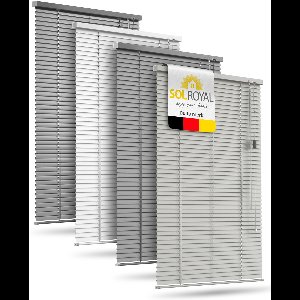 Sol Royal Aluminium Jaloezie Zonder Boren 100x175 cm incl. Klemsteunen – Aluminium Jaloezie Binnen voor Ramen 100 cm breed, 25 mm Lamellen – Privacy- & Zonwering – Lichtgrijs Mat – JA2