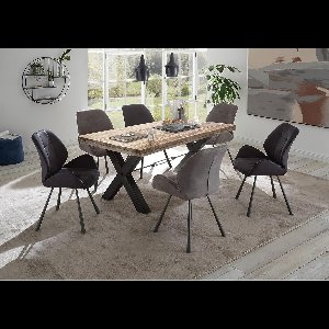 Eettafel Mangohout 200x100 cm – Massief Houten Eettafel met Zwart Metalen X-Poten – Industriële Eetkamertafel – Duurzame Mangohouten Tafel voor 6 tot 8 Personen – Rechthoekige Houten Tafel Industrieel Design NoviHome