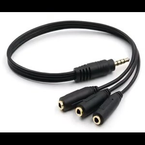 VIKEFON 3,5 mm stereo audio splitter – 1 naar 3 – 30 cm – gegalvaniseerde connector – zwart