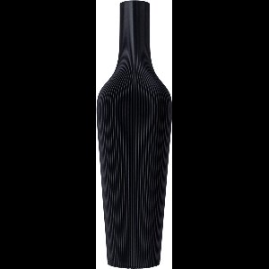 Slimprint Vaas GROOVE, Mat Zwart, D14,7 x H50 cm, Smalle Vaas met Gestreept Motief voor Pampas Pluimen, Gerecycled Biokunststof