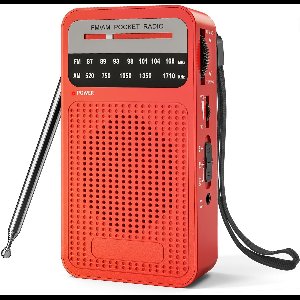 Radio Noodradio Kleine Draagbare Radio Portable AM FM Radio Met Beste Ontvangst 72 Uur Batterijduur Noodpakket Denk Vooruit Luide Speaker 2 AA Batterijen Koptelefoonaansluiting voor Binnen Buiten Noodgebruik rood