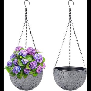 Hangende Bloempotten Set van 2 - 21 cm - Zelfvoorzienend - Hydrocultuur en Bodembedekking - Robuust PP-Hars - Met Ketting voor Binnen en Buiten