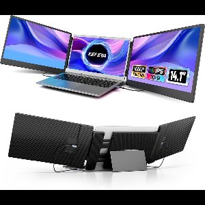 KEFEYA Draagbare monitor voor laptop 14,1 inch met stevige metalen kickstand, 1080P HD IPS laptop monitor plug and play voor Windows/Chrome/Mac/Switch/PS5