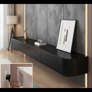 TV Meubel Zwevend – Wandgemonteerde TV Kast met Lades, Kabeldoorvoer & Routerbeugel – 140 cm Zwart Minimalistisch Design – House&Garden