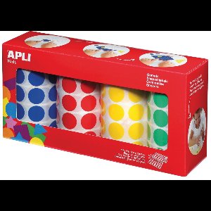 Stickers Apli Gomets Rol Geel Blauw Rood Groen Cirkels Cirkelvormig (4 Onderdelen)