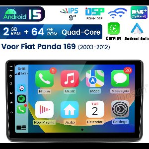 JUNSUN V1 Plus Plug & Play AutoRadio - Voor Fiat Panda 2003-2012 | 2+64GB - 9inch 1280*720 IPS | Andriod 15 GPS Navi Carplay & Andriod Auto WIFI BT-5.0 FM RDS DSP SWC
