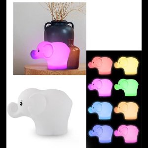 Nachtlampje met Bluetooth Speaker, Oplaadbare Dimbare Kinderen Nachtlamp voor Slaapkamer en Babykamer, Draadloos en 7 Kleuren （Cartoonolifant）