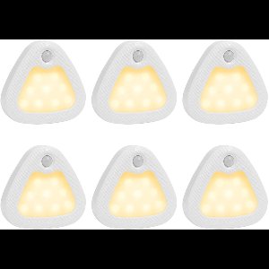 Draadloze LED Lamp met Bewegingssensor en Dag Nacht Sensor, Set van 6, Driehoekige Kastverlichting, Warm Wit 3200K, Magnetisch, voor Kinderkamer, Slaapkamer, Gang, Toilet