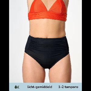 Moodies menstruatie & incontinentie zwemkleding - Highwaist - licht-gemiddeld kruisje - Zwart - maat S