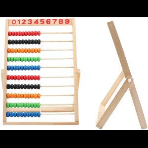 Houten Rekenrek Abacus met 100 Kleurrijke Kralen - 10 Rijen - Educatief Rekenhulpmiddel voor Kinderen - 30 x 22 cm - Houten Telraam - Leren Tellen