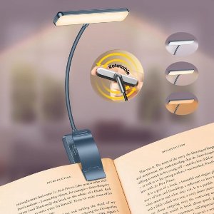 Sounix LED Leeslampje voor Boek met Klem - 315° draaibaar Leeslamp - 24 LED - Boeklampje met 3 Lichtstanden - Oplaadbare boeklamp USB - Dimbaar - Blauw