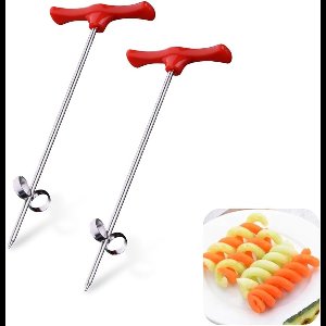 Famanu – 2-delige roestvrijstalen spiraalsnijder voor groenten en fruit, geschikt voor friet en zoodles