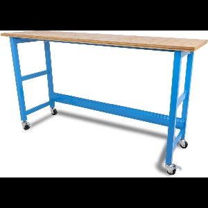 Verrijdbare Werkbank 200 cm – Bamboe Werkblad 39 mm | Stevig Gelaste Pootconstructie – 98 cm Werkhoogte – Poedercoating – Draagkracht 200 kg