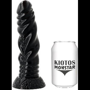 Kiotos Monstar - Hydra - Geribbelde Dildo - 21 x 4.8 cm - Zwart