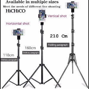 Smartphone Tripod Camera Statief 215 Cm + 360 ° Draaigreep, Telefoonhouder en Bluetooth Remote Shutter – HiCHiCO