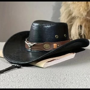 Luxe Cowboyhoed voor Heren – Ademend PU-Leder met Nieten – Outdoor & Vakantiestijl – Zwart