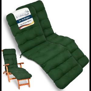 Beautissu 2x Deckchair Kussen 200x50x8 cm - Ligstoelkussen Donkergroen - Matraskussen voor Hangmatten en tuin-/terrasstoelen - Flair DC