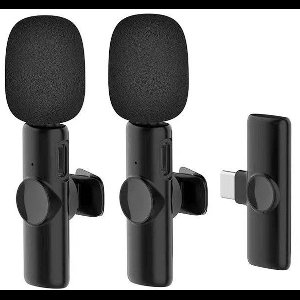 Draadloze USB-C Dasspeldmicrofoon - 2X Lavalier Microfoon met Noise Cancelling - dubbele microfoon - geschikt voor o.a. Android, Tablet en USB-C Apparaten - zwart