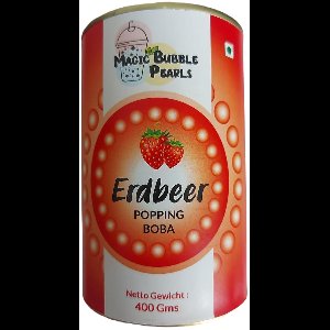 Magic Bubble Pearls – Aardbei (Erdbeer) Popping Boba, 400g | Poppende Vruchtparels met Aardbeiensmaak voor Bubble Tea, Desserts & Meer met Kajal Sticker
