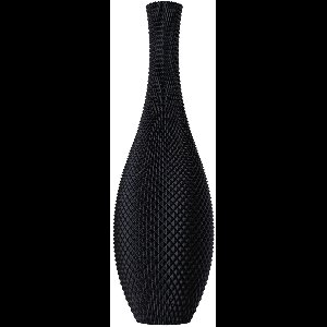 Slimprint Vaas EMERALD, Mat Zwart, D19 x H60 cm, Moderne Decoratie Vaas met Geometrisch Ruitjesmotief, Gemaakt van Gerecycled Kunststof van Fruitverpakkingen