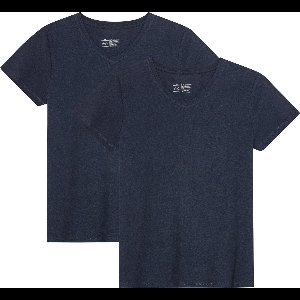 DANISH ENDURANCE T-Shirt - V-Hals - Dames - Donker Marineblauw - 2-pack - Maat S