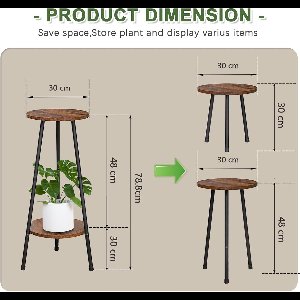 bloemenstandaard hoog - houten - voor balkon - voor binnen - Gewicht van item 3 Kilogram - 2 niveaus converteerbare - 48 x 30 x 30 centimeter - bruin