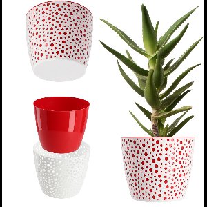 KADAX Bloempot van kunststof, diameter 11-21 cm, 5 kleuren, eenvoudige pot, robuuste plantenpot, plantenbak, ronde bloempotbescherming voor varen, diameter 13 cm, rood