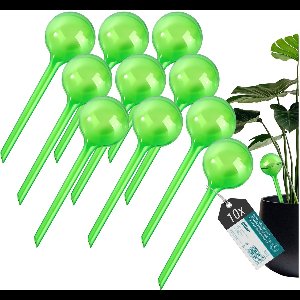 Sillar, waterdruppelaar voor planten, set 10 stucks, druppelsysteem, waterbol voor kamerplanten, 250ml, 24cm, L, groen