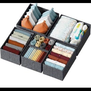 MAGICSHE Opvouwbare Lade Organizer - Kleding Organizer Opbergsysteem - Stoffen Opbergdozen Voor Ondergoed, Voor Bh's, Ondergoed, T-Shirts - Kledingkast Diepgrijs-6 Stuks 32,93