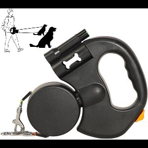 MAGICSHE Dubbele Hondenriem Voor 2 Honden - Intrekbare Dubbele Lijn Met Led Licht - Hondenlijn 3 Meter - Ergonomische Handgreep - Draaibaar - Vuilniszakvak Zwart