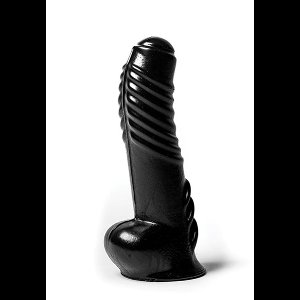 Zwarte Dildo met Balzak van Lusty 19.50 x 4.30 CM