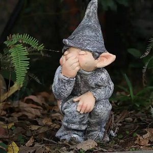 Tuinkabouter Ondeugend Tuinbeeldje – Dwerg Sculptuur – Buitendecoratie – 1 Stuk 12cm