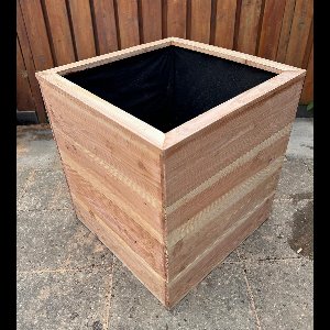 Grote houten Lariks Douglas bloembak 75x75x85 vierkante plantenbak voor buiten - Handgemaakt luxe