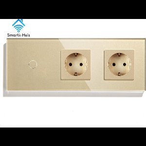SmartinHuis - Enkelpolige schakelaar met tweevoudig stopcontact - Goud