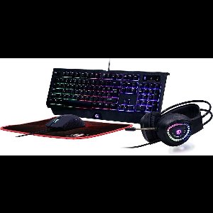 Gembird GGS-UMGL4-01 toetsenbord inclusief muis, headset en muismat, USB QWERTY Zwart