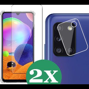 2x Screenprotector geschikt voor Samsung Galaxy A31 - 2x Camera Screen Protector Glas